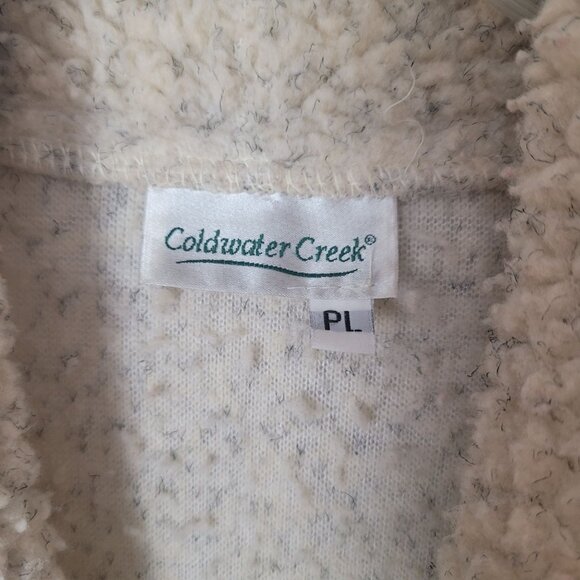 Coldwater Creek Oatmeal Fuzzy Long Teddy Jacket Coat Duster Cardigan w/Toggles - Picture 5 of 10